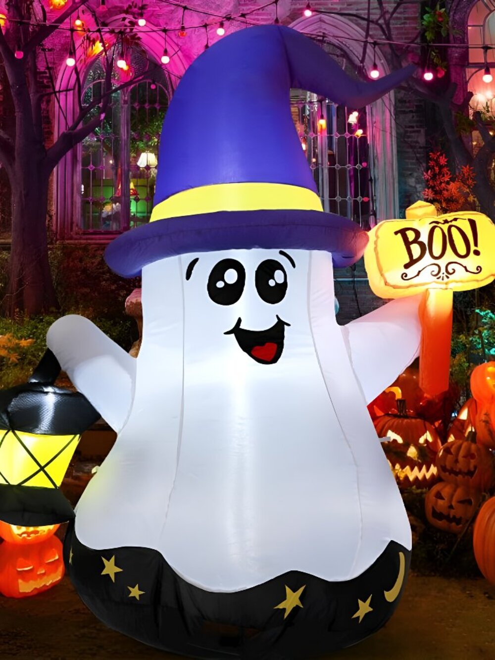 5 FT Halloween Inflatables Ghost Outdoor Decorations Blow Up Yard Cute Wizard